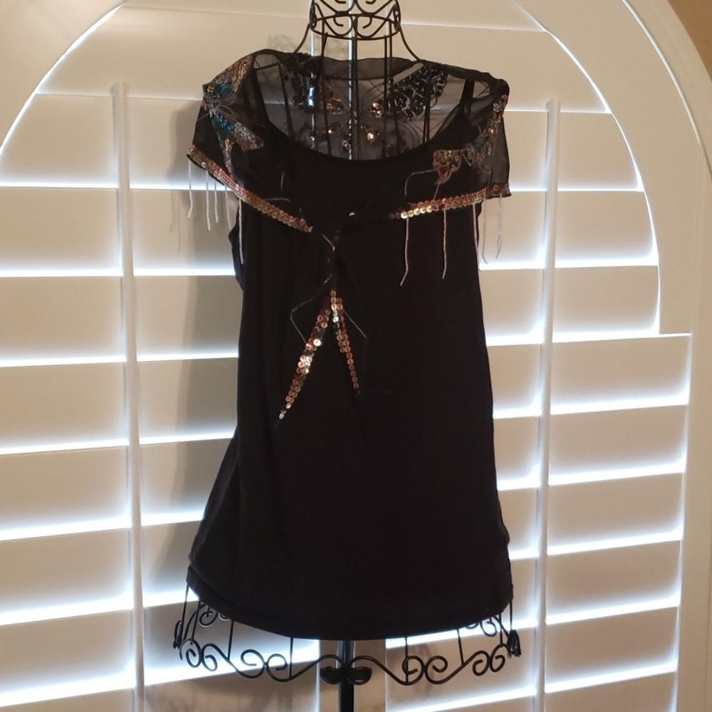 Organza and sequin butterfly scarf/shawl